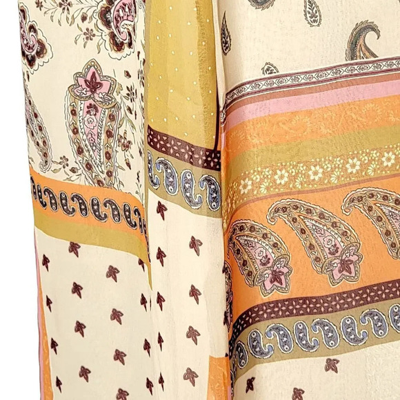 ZARA Womens Regular Patchwork Paisley Ruffle Maxi Dress Boho Orange Size XXS New - Picture 14 of 16